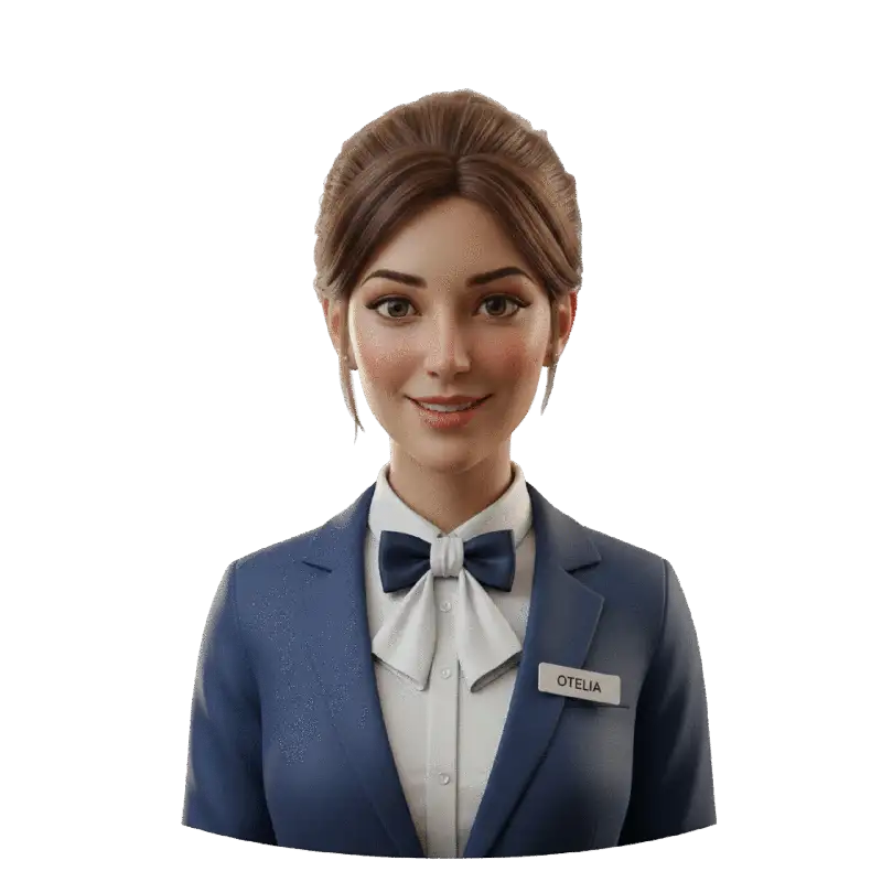 Interface de conversa da Otelia no WhatsApp mostrando reserva automatizada